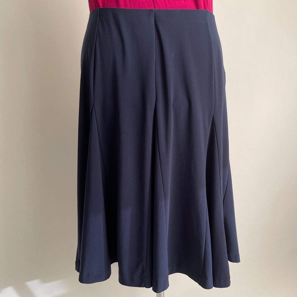Ralph Lauren Chaps Lrg Navy Flared Midi Skirt – A-Line Pull-On Stretch
